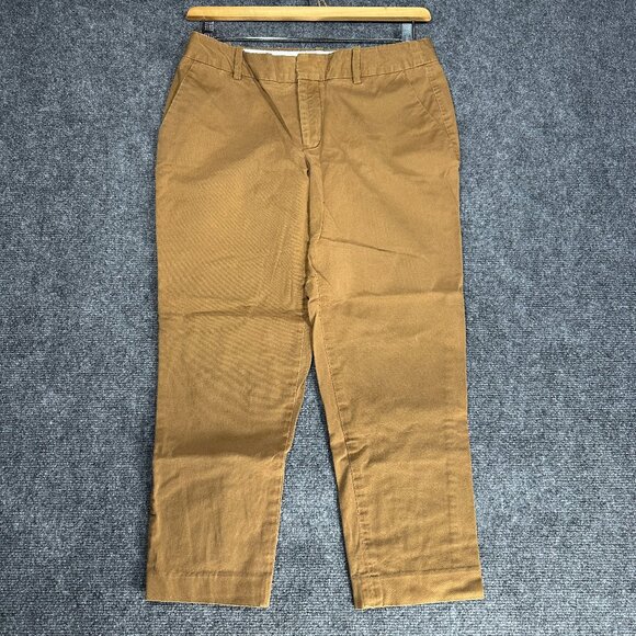 Eddie Bauer Pants Womens 6 Brown Cotton Stretch Ankle Chino Flat Front Pockets - Picture 1 of 6